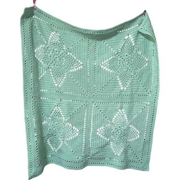 Hand Crochet unisex Baby Afghan Blanket Pastel‎ Green (35"Wx35"L) - Picture 1 of 1
